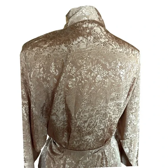 Avon Gold Floral Jacquard Robe Kimono Satin Feel Belted Vintage 80/90s S/M - Picture 12 of 12